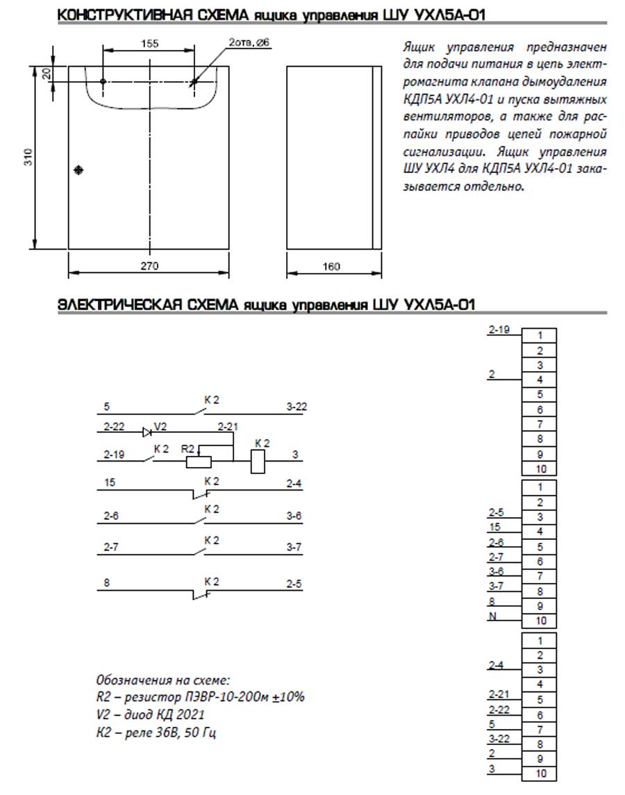 Схемы ящика управления ШУ УХЛ5А-01